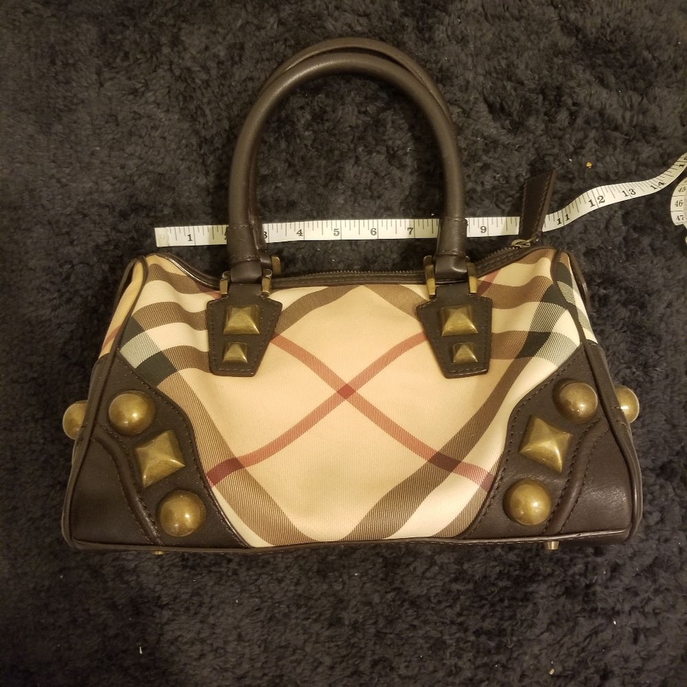 Burberry Studded Check Print Satchel